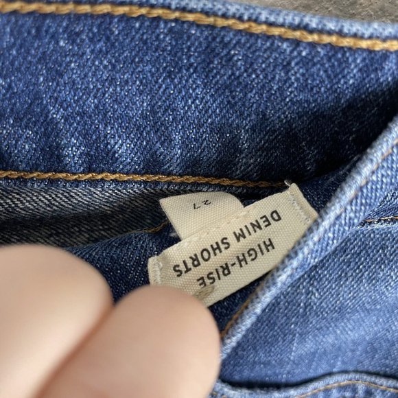 Madewell Womens High Rise Denim Shorts Size 27 Lemoyne Dark Wash Cut Off Pockets - Picture 4 of 4